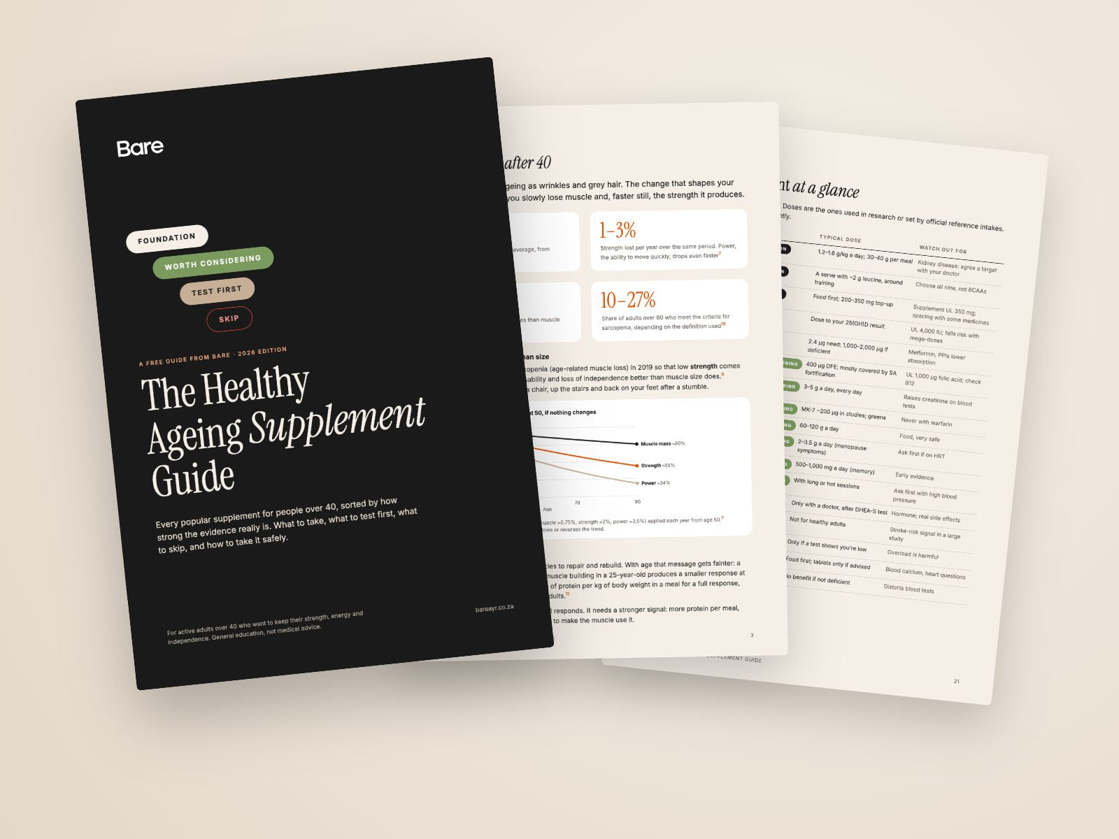 Pages from the Bare Healthy Ageing Supplement Guide